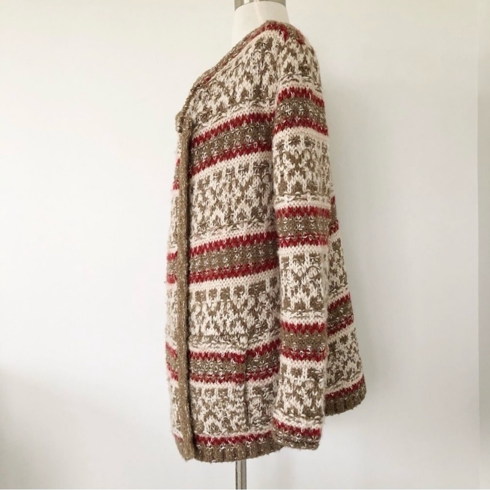 J Jill Beige Brown Knitted Cardigan Sweater Chunky Oversized Fall Women Size S - Picture 5 of 12